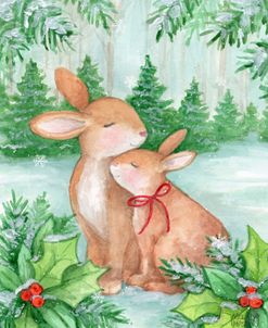 Bunnies In Winter Woods