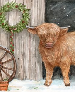 Christmas Barn With Highland Cow