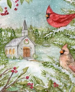 Cardinals With Winter Church