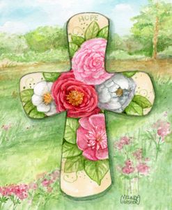 Cross Scene With Peonies Hope