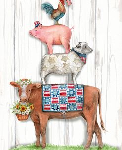 Farm Animal Stack Red White And Blue
