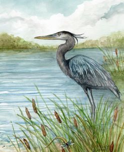 Blue Heron On Lake