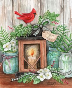 Cardinal Lantern Light With Flowers