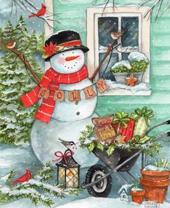 Garden Jolly Snowman With Birds