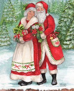 Santa and Mrs In Snowy Pines
