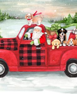 Santa Is On His Way With Dogs