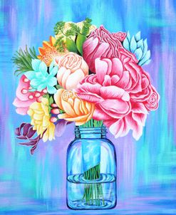 Colorful Flowers in Mason Jar