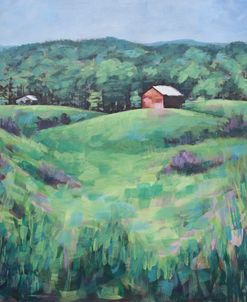 Red Barn on Rolling Hills