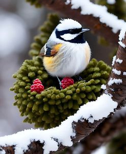 Chickadee Navy Gold Green Cone Nest