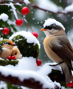 Chickadee Mom Babys Moss Nest