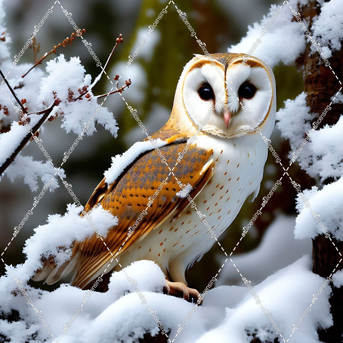 Snowy Barn Owl Right Golden