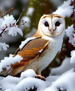 Snowy Barn Owl Right Golden