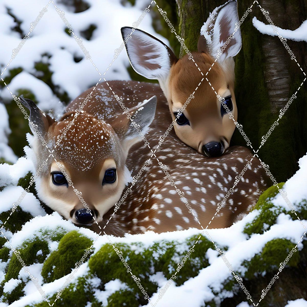 Two Fawns Nesting