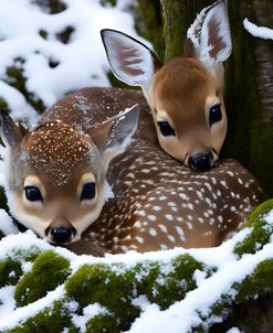 Two Fawns Nesting