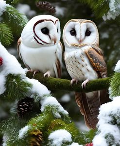 Snowy Barn Owl Twins