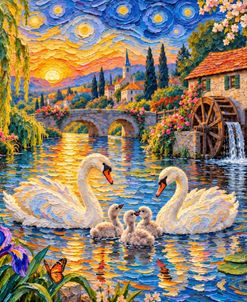 Swans At The Watermill