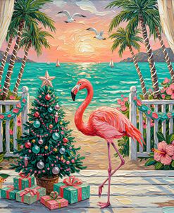 Flamingo Christmas Sunset