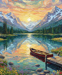 Mountain Lake At Sunset 2