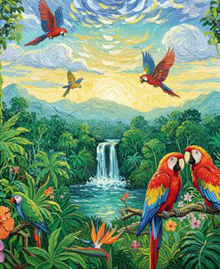Tropical Parrot Waterfall