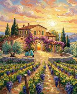 Tuscan Vineyard Evening Glow 1