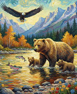 Bear In Mountain Stream