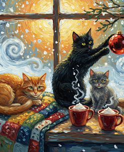 Cosy Window Christmas Kittens