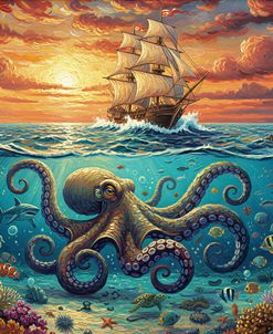 Ocean Sunset Octopus