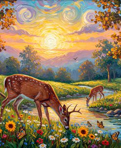 Deer In Sunny Meadow
