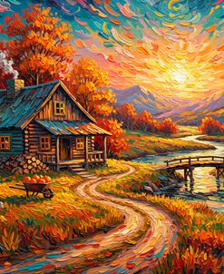 Cabin By Sunset Path