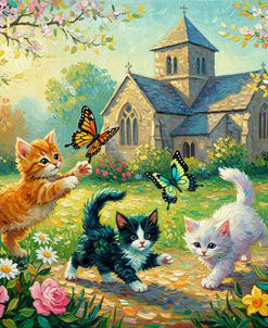 Kittens In Flower Garden 2