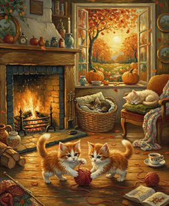 Fireplace Playtime Kittens 1