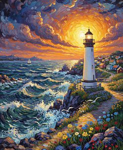 Sunset Lighthouse Coast