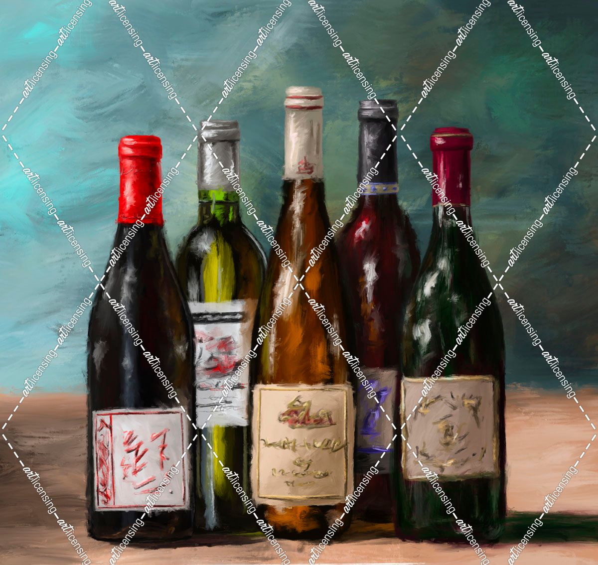 Wine Bottles Oil Painting