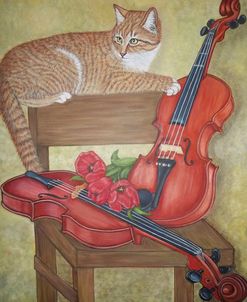 Ginger Cat And Two Violins
