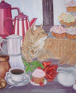 Ginger Cat In A Coffee Shop