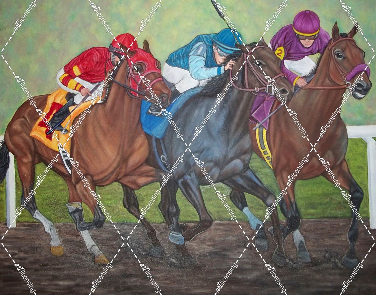 Derby, three racing horses