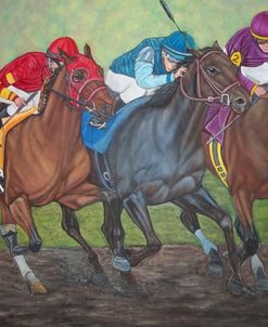 Derby, three racing horses