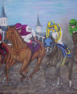 Four racing horses