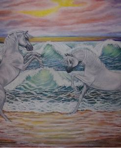 Seascape with white horses