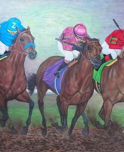 Three racing horses