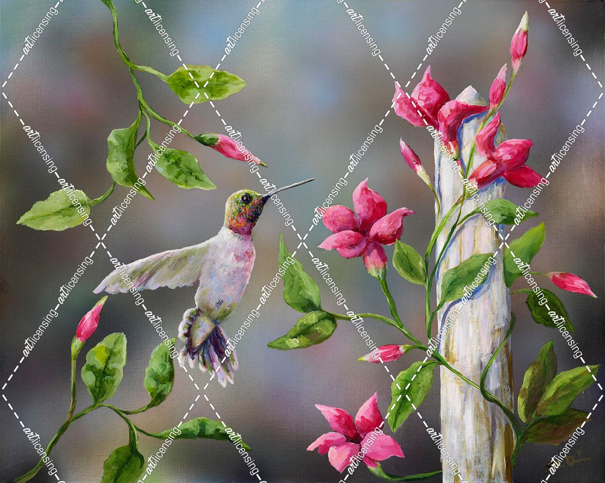 Hummingbird with Flowers