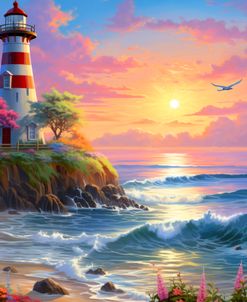 Lighthouse On Tropical Island