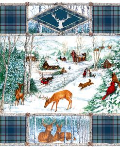 Birch Frame Winter Art-Blue Plaid