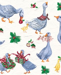 Christmas Geese Repeat White