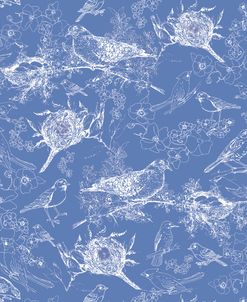 Bird Art Pattern Blue And White