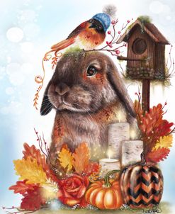 Autumn Greetings Bunny – with Background