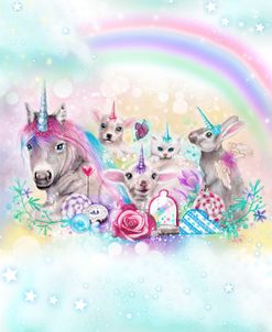 We All Just Want To Be Unicorns – With Rainbow Background