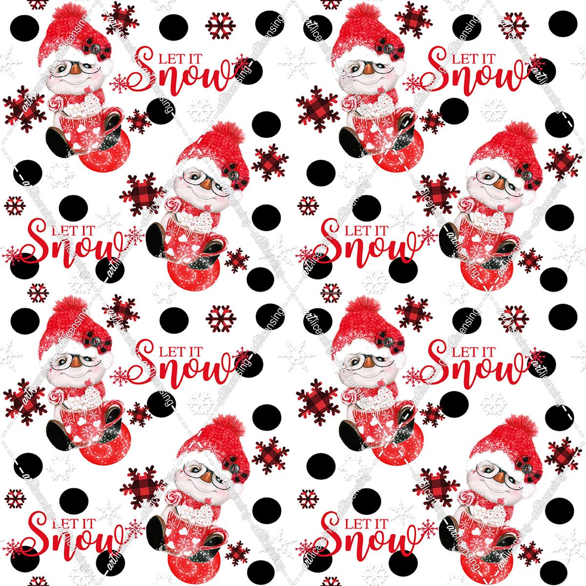 Let It Snow – Peppermint Snowman – Christmas Pattern