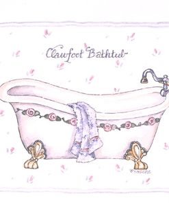 Clawfoot Bathtub W/ Flower Border