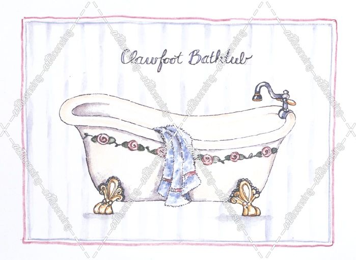 Clawfoot Bathtub W/Stripes